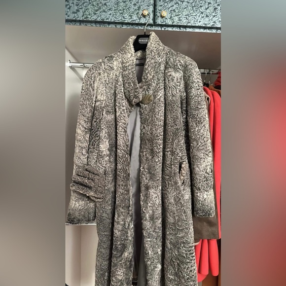 Persian Lamb - Vintage Coat - Woman’s size XXL - Gray - and Matching Gloves - Picture 2 of 5